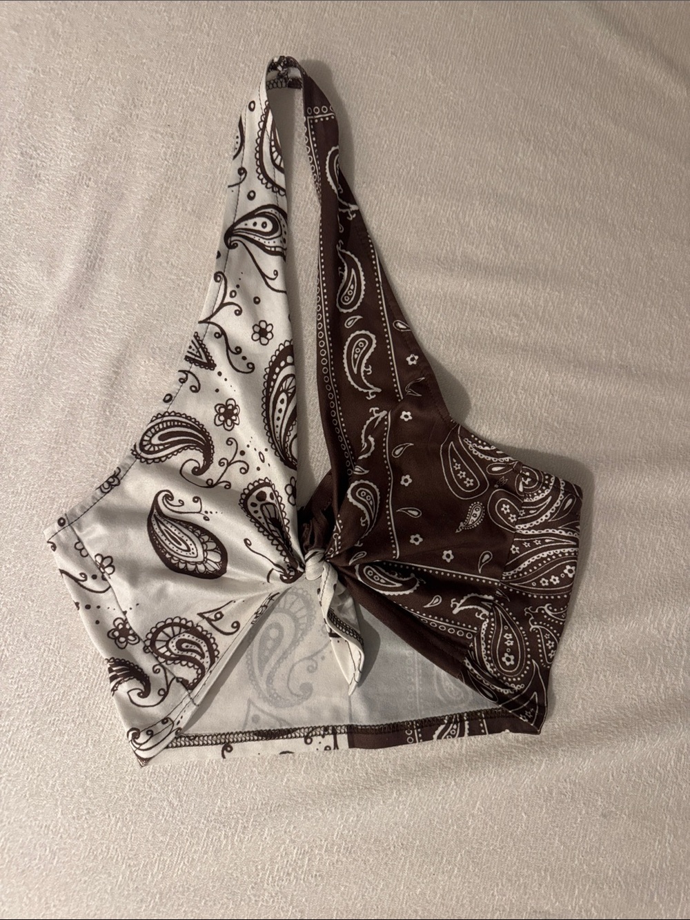 Woman’s Haltered Crop Top - Brown & White